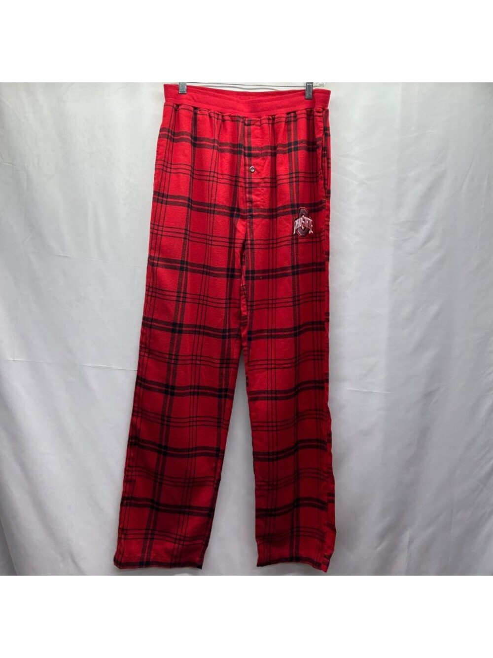 Ohio State Plaid Lounge Pants Red & Black Medium Sideline Apparel Cotton Blend